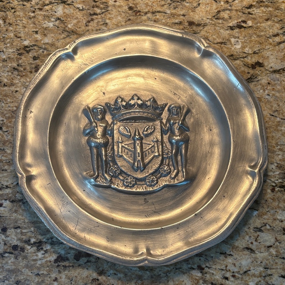 Vintage Pewter Decorative Plate